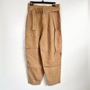 Bassike Canvas Belted Tan Brown Pants High Waist Size 0.